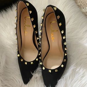 Brand new black suede high heels